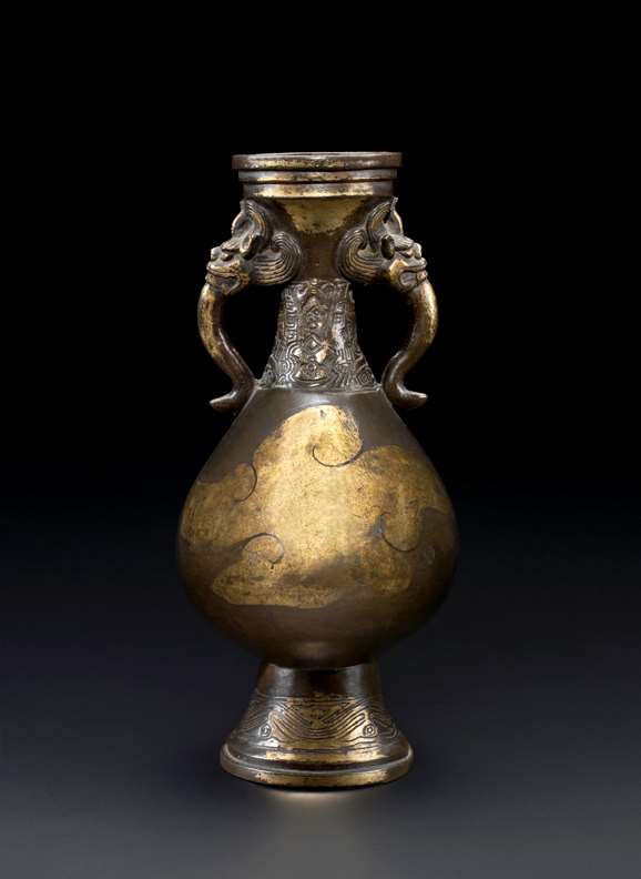 Bronze Parcel Gilt Flower Vase, early Ming Dynasty